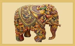 Camel Bone hand Carved Painted Elephant